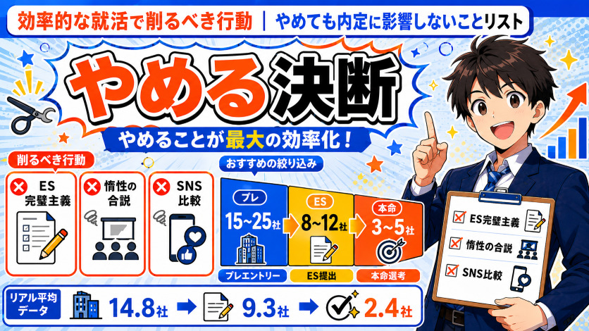 効率的な就活で削るべき行動｜やめても内定に影響しないことリスト