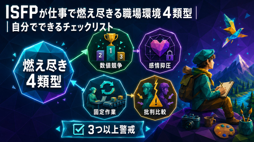 ISFPが仕事で燃え尽きる職場環境4類型｜自分でできるチェックリスト