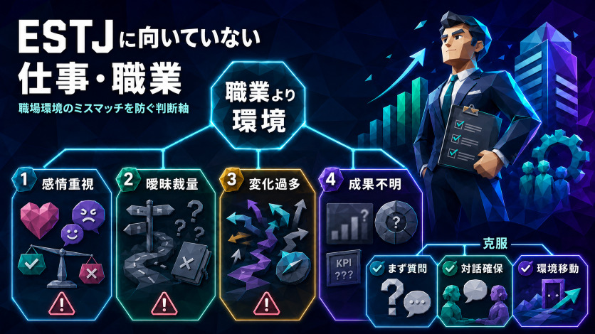 ESTJに向いていない仕事・職業｜職場環境のミスマッチを防ぐ判断軸