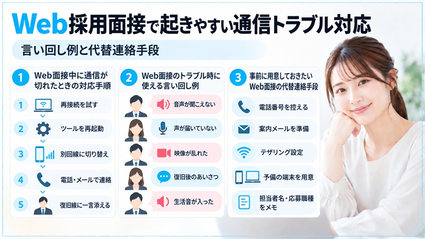 09-Web採用面接で起きやすい通信トラブル対応|言い回し例と代替連絡手段