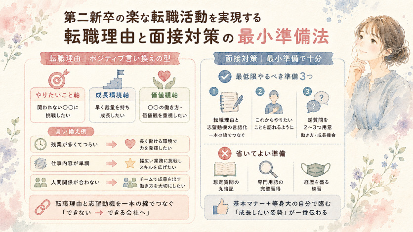 第二新卒の楽な転職活動を実現する—転職理由と面接対策の最小準備法