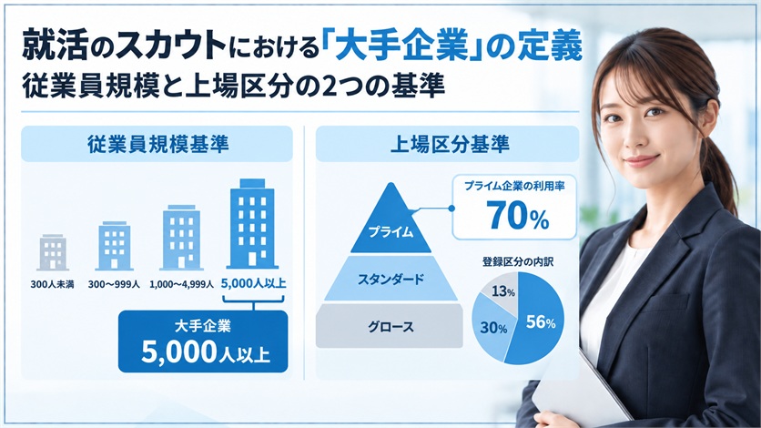 03-就活のスカウトにおける「大手企業」の定義|従業員規模と上場区分の2つの基準