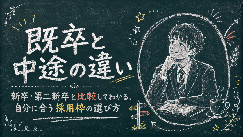既卒と中途の違い|新卒・第二新卒と比較してわかる、自分に合う採用枠の選び方