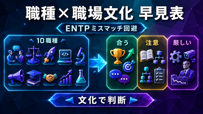 職種×職場文化の早見表|ENTP仕事ミスマッチを事前に回避する