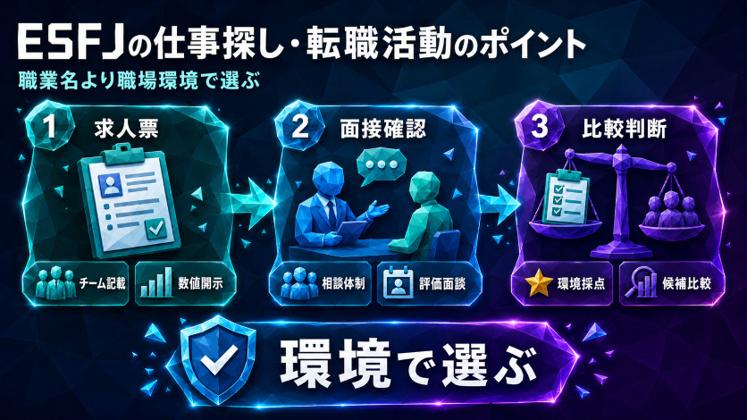 ESFJの仕事探し・転職活動のポイント｜職業名より職場環境で選ぶ