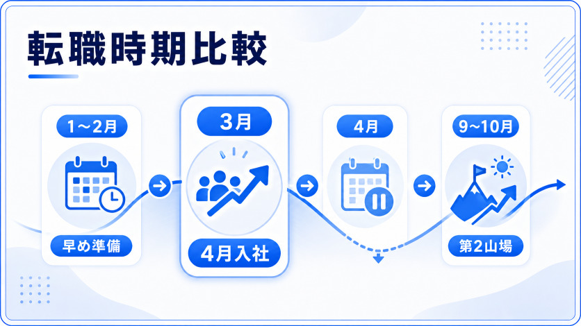 3月の転職は他の時期と比べてどうか1〜2月・9〜10月との比較