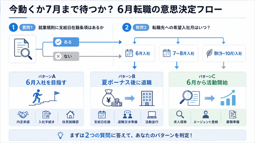 今動くか7月まで待つか？6月転職の意思決定フロー