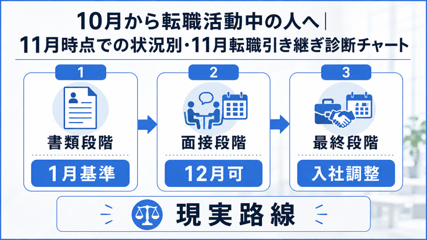 10月から転職活動中の人へ|11月時点での状況別・11月転職引き継ぎ診断チャート