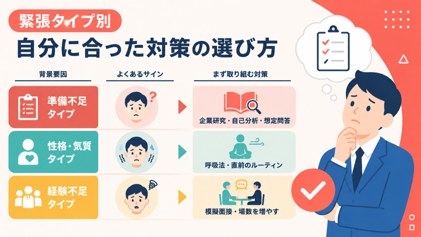 採用面接の緊張タイプ別|自分に合った対策の選び方