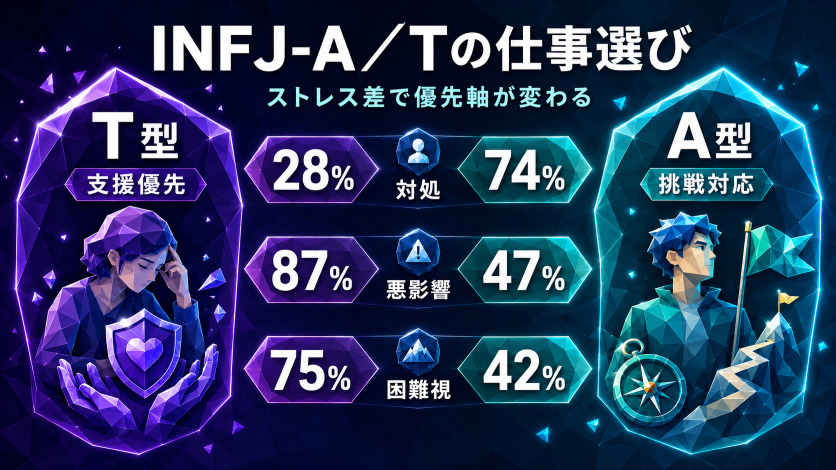 INFJ-A／INFJ-Tで変わる仕事の選び方｜ストレス数値で見る職場優先度の違い