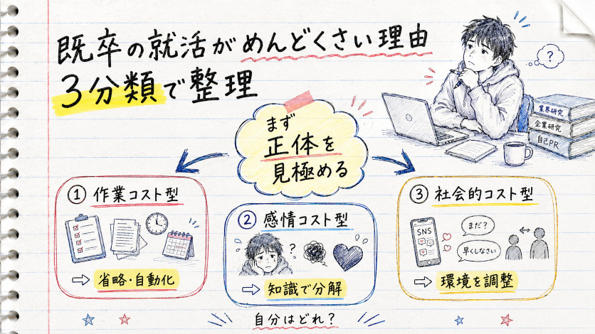 既卒の就活がめんどくさい理由を「3分類」で整理する【面倒さ診断】