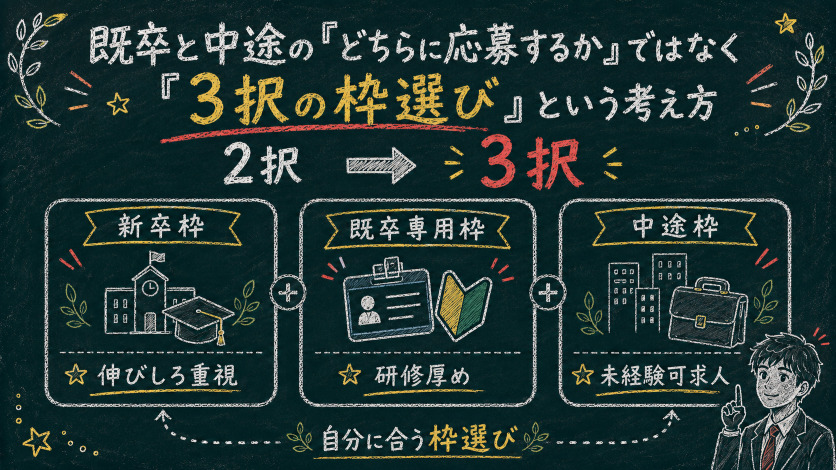 既卒と中途の「どちらに応募するか」ではなく「3択の枠選び」という考え方