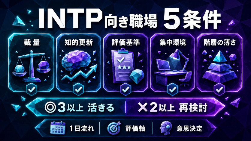 INTP仕事選びの判断軸|活きる職場の5条件チェックリスト