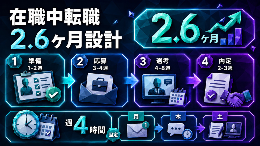 在職中の楽な転職活動スケジュール｜最短2.6ヶ月で内定を目指す週次ルーティン