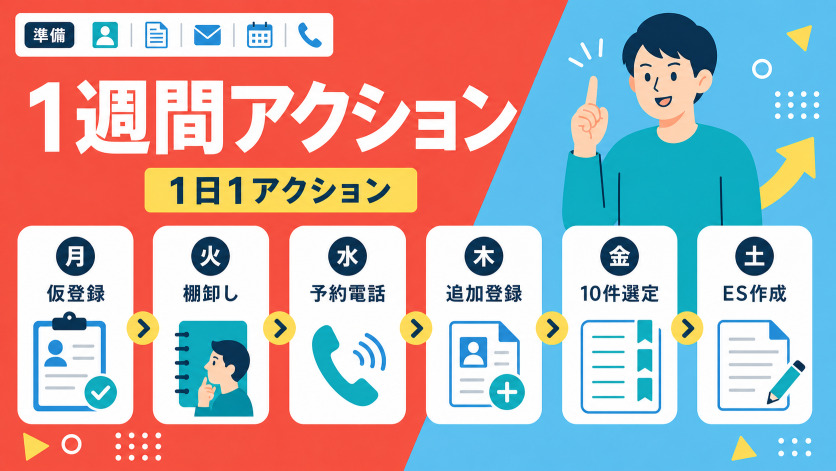 ゴールデンウィーク明け既卒の就活1週間アクションプロトコル：曜日別タスク早見表