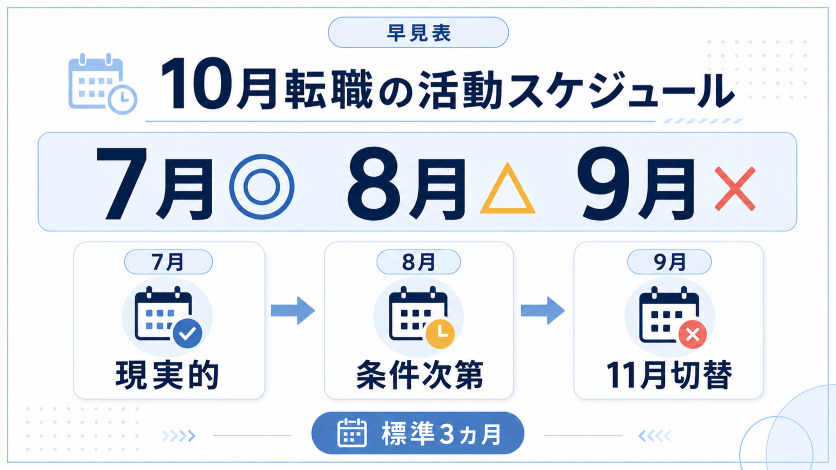 10月転職の活動スケジュール|スタート月別・入社達成可能性の早見表