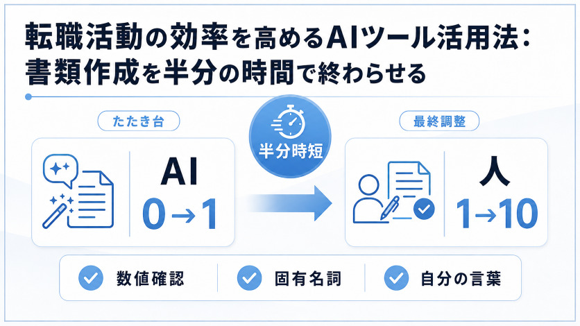 転職活動の効率を高めるAIツール活用法:書類作成を半分の時間で終わらせる