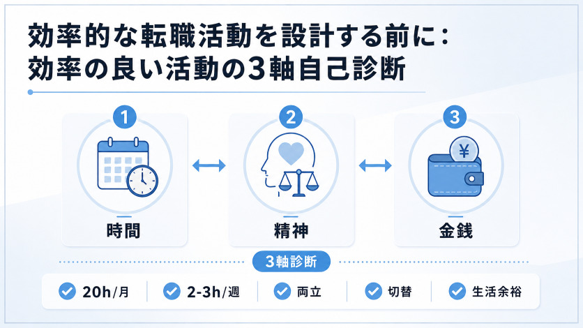 効率的な転職活動を設計する前に:効率の良い活動の3軸自己診断