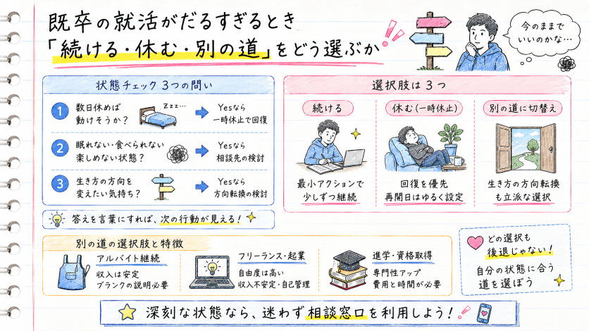 既卒の就活がだるすぎるとき「続ける・休む・別の道」をどう選ぶか