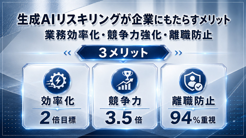 生成AIリスキリングが企業にもたらすメリット｜業務効率化・競争力強化・離職防止