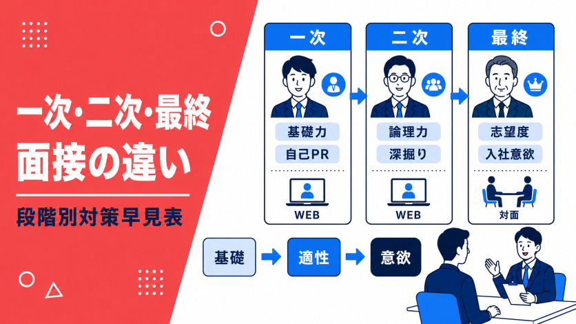 就活面接の一次・二次・最終面接の違いと段階別対策早見表