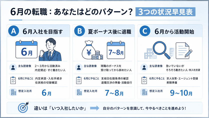 6月の転職：あなたはどのパターン？3つの状況早見表