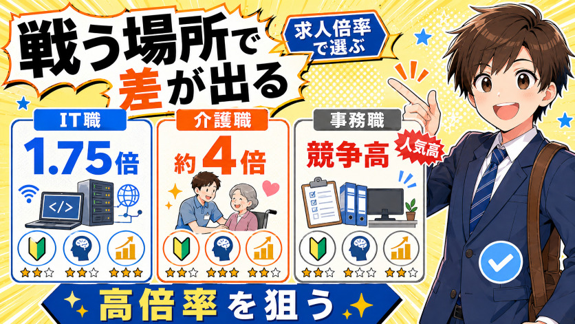 既卒の楽な就活は「戦う場所」選びで決まる——求人倍率で選ぶ職種・業界早見表