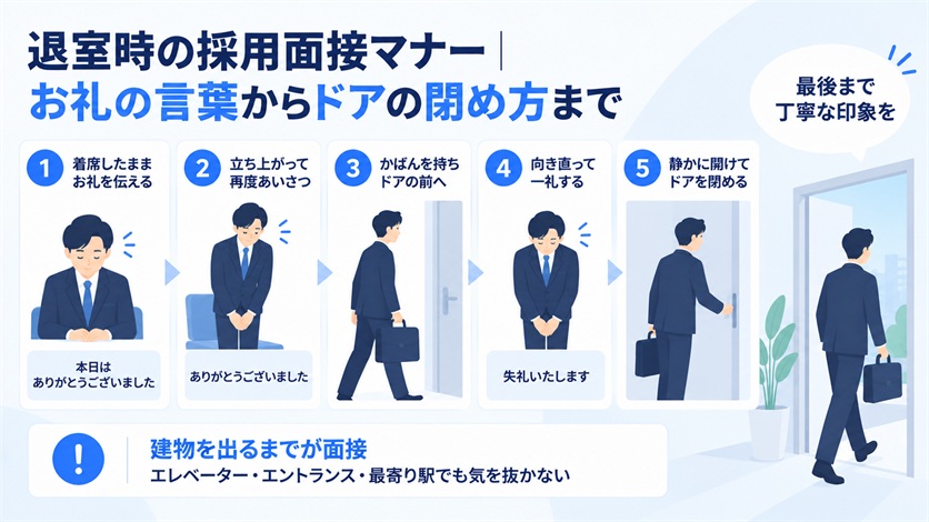 09-退室時の採用面接マナー|お礼の言葉からドアの閉め方まで