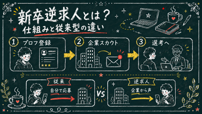 新卒逆求人とは?仕組みと従来型就活との違いをわかりやすく解説