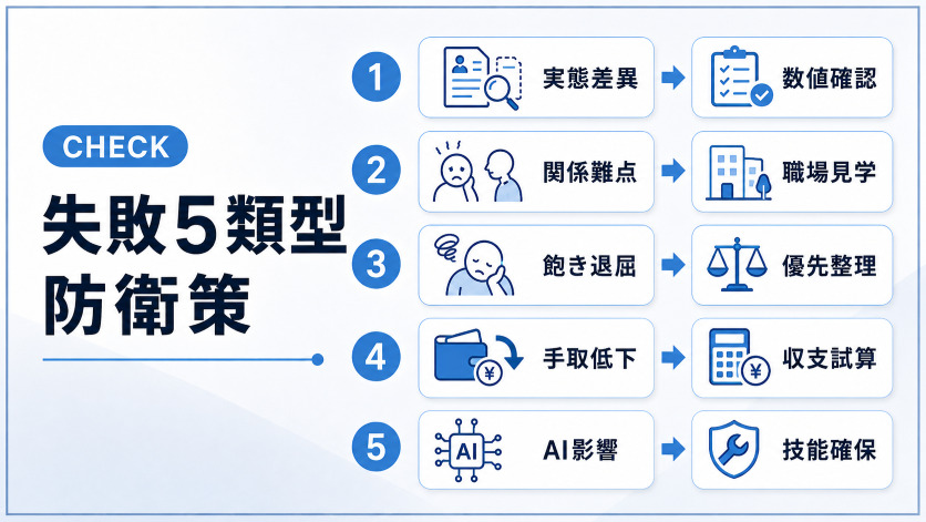 楽な仕事へ転職しても後悔しない「失敗パターン5類型」と防衛策