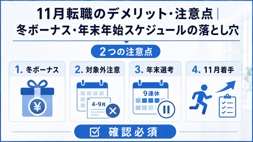 11月転職のデメリット・注意点|冬ボーナス・年末年始スケジュールの落とし穴