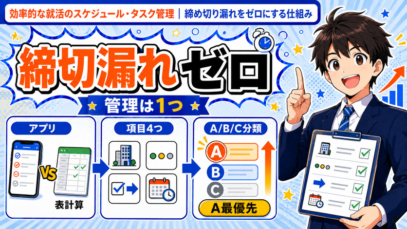 効率的な就活のスケジュール・タスク管理｜締め切り漏れをゼロにする仕組み
