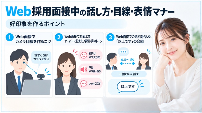 07-Web採用面接中の話し方・目線・表情マナー|好印象を作るポイント
