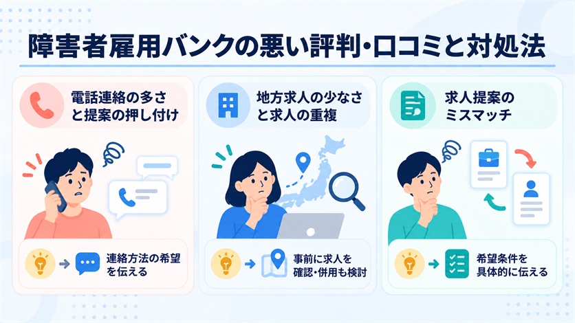 06_障害者雇用バンクの悪い評判・口コミ5件と対処法