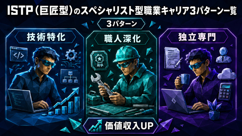 ISTP（巨匠型）のスペシャリスト型職業キャリア3パターン一覧
