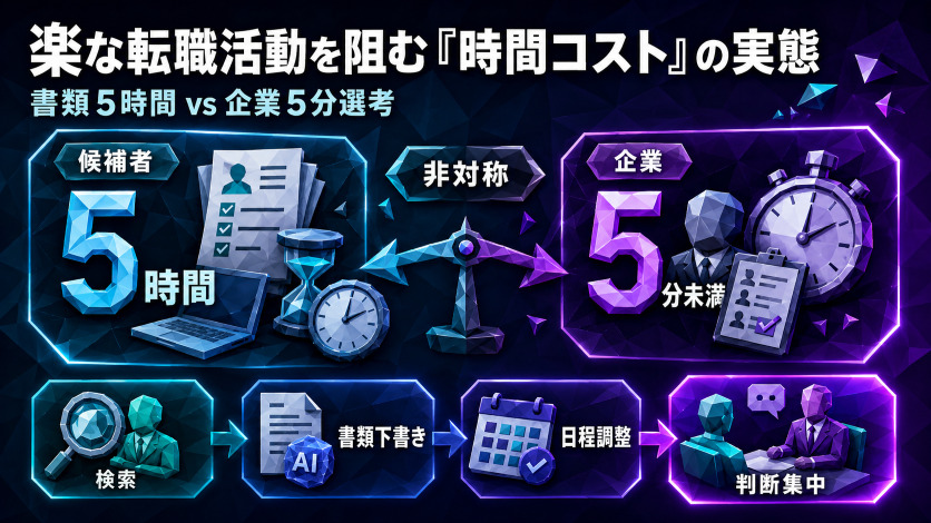 楽な転職活動を阻む「時間コスト」の実態｜書類5時間 vs 企業の5分選考