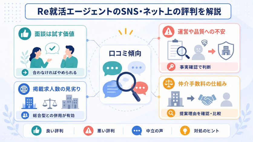 Re就活エージェントのSNS・ネット上の評判4件を解説