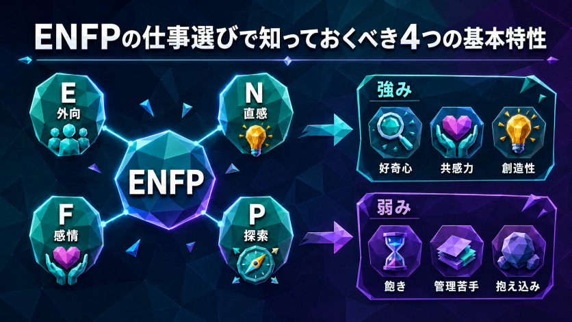 ENFPの仕事・職業選びで知っておくべき4つの基本特性