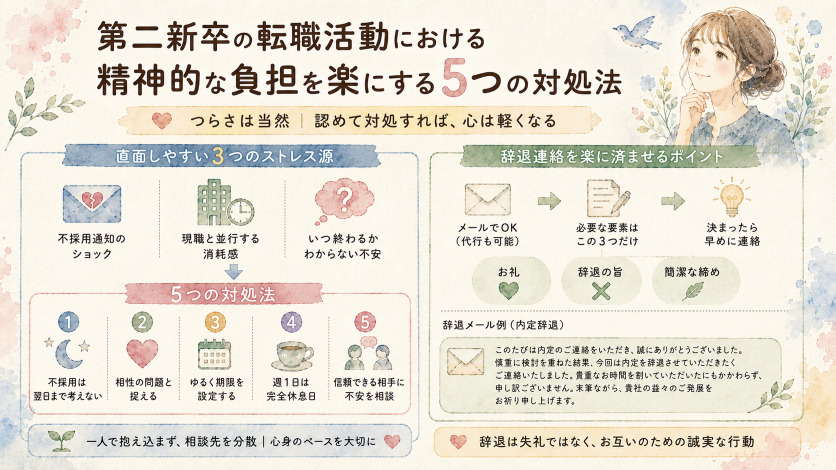 第二新卒の転職活動における精神的な負担を楽にする5つの対処法
