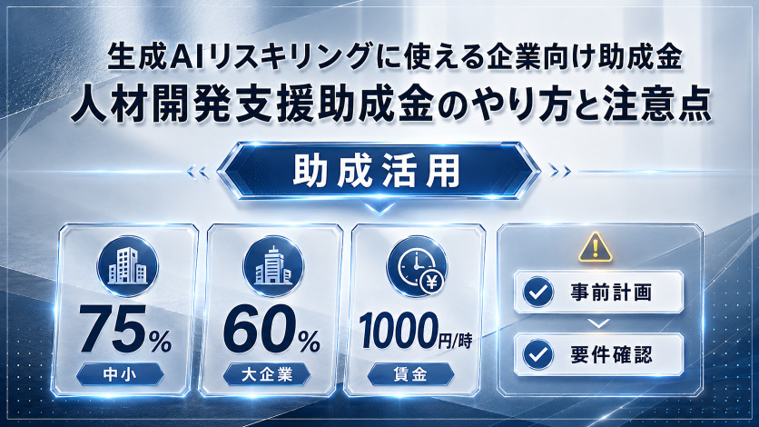 生成AIリスキリングに使える企業向け助成金｜人材開発支援助成金のやり方と注意点