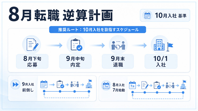 8月転職の推奨スケジュール|10月入社・9月入社を目指す逆算計画
