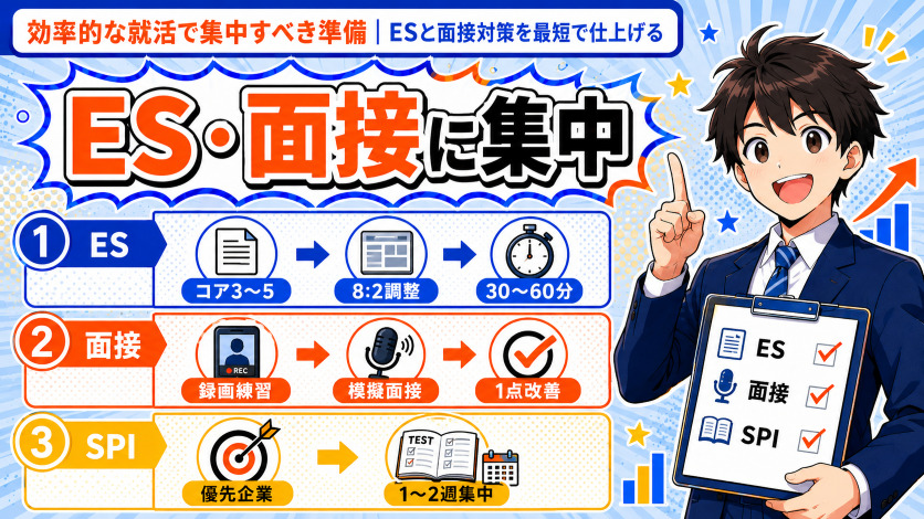 効率的な就活で集中すべき準備｜ESと面接対策を最短で仕上げる