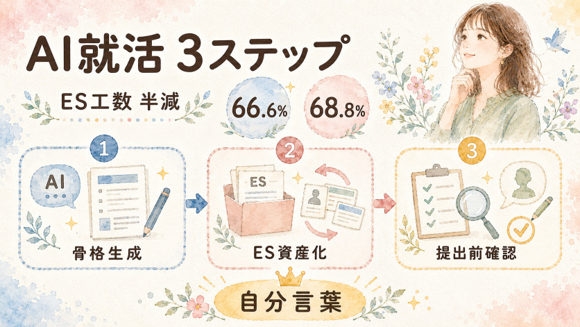 AIツールで就活を楽にする3ステップ実装ガイド｜ES作成工数を半減させる方法