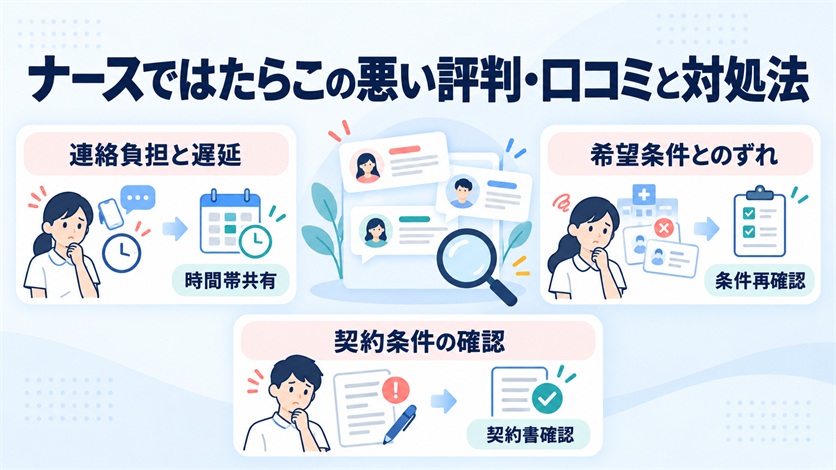 06-ナースではたらこの悪い評判・口コミ5件と対処法